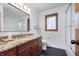 Bathroom featuring a wood vanity, granite countertop, and walk-in shower at 504 Stony Creek Cir, Noblesville, IN 46060