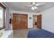Bedroom featuring built-in closet space and a view to the backyard at 504 Stony Creek Cir, Noblesville, IN 46060