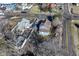 Aerial view of a blue two-story home in a neighborhood setting at 59 E Troy Ave, Indianapolis, IN 46225