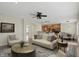 Spacious living room with a ceiling fan, stylish furniture, and an open layout at 6126 Golden Eagle Dr, Zionsville, IN 46077