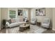Elegant living room featuring a white sofa, patterned rug, and bright natural light at 6126 Golden Eagle Dr, Zionsville, IN 46077