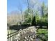 Lush greenery with a landscaped garden featuring a pond and black metal fence around the backyard area at 700 Greenford N Trl, Carmel, IN 46032