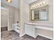 Bright bathroom with a large mirror, vanity, and soaking tub at 10830 Clear Spring Dr, Camby, IN 46113