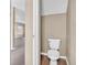 Simple half bathroom with a toilet, wood-look vinyl flooring, and neutral paint at 10830 Clear Spring Dr, Camby, IN 46113