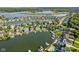 Aerial view of waterfront homes on a lake at 13499 Marjac Way, Fishers, IN 46055