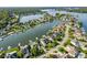 An aerial view of waterfront homes with scenic lakeside community at 13499 Marjac Way, Fishers, IN 46055