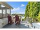Relaxing deck with chairs overlooking the lake, screened in porch, and great outdoor space at 13499 Marjac Way, Fishers, IN 46055