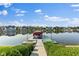 Picturesque lake view from the backyard dock, showcasing serene waterfront living at 13499 Marjac Way, Fishers, IN 46055