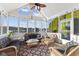 Inviting sun room boasts panoramic water views, creating a serene space for relaxation and enjoyment at 13499 Marjac Way, Fishers, IN 46055