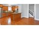 Kitchen featuring wooden cabinets, stainless steel appliances and a butcher block island at 505 W Washington St, Shelbyville, IN 46176