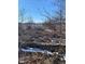 The backyard is a natural setting with trees and some snow creating a peaceful environment at 6944 E 300 S, Greenfield, IN 46140