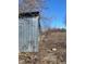 View of the shed on the property showing its exterior and surrounding landscape in winter at 6944 E 300 S, Greenfield, IN 46140