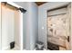 Shower with gray tile and modern fixtures at 735 Lexington Ave # 30, Indianapolis, IN 46203