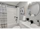 Bathroom with a shower and tub and a modern sink at 1195 W Edgewood Ave, Indianapolis, IN 46217