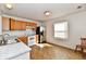 Kitchen with tile floor, a white stove, and an open floor plan at 120 White Lick Dr, Indianapolis, IN 46227