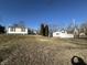 This spacious backyard includes a house, shed and a lush grassy yard at 1509 S Hawthorne Ln, Indianapolis, IN 46203
