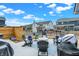 Backyard features a patio area with outdoor seating, a fire pit, grill and ample space for outdoor activities at 16808 Audley Ave, Westfield, IN 46074