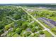 Overhead shot of a neighborhood with well-manicured lawns, mature trees, and a variety of homes and streets at 2818 S Irwin St, Indianapolis, IN 46203