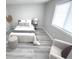 Bedroom with a cozy seating area near the window, accented by modern decor and natural light at 7807 Inverness Dr, Indianapolis, IN 46237