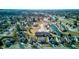 Picturesque aerial view of homes nestled among mature trees, with a winding pond adding to the tranquil setting at 917 Claiborne Ln, Lebanon, IN 46052