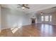 Large finished basement features a fireplace, hardwood floors, and neutral paint at 917 Claiborne Ln, Lebanon, IN 46052