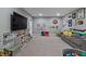 Spacious basement with carpeted floors, recessed lighting, and ample storage space for a variety of activities at 14055 Mimosa Ct, Fishers, IN 46038