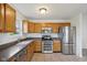 Functional kitchen with stainless steel appliances and ample cabinet space at 2020 Cross Willow Ln, Indianapolis, IN 46239