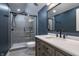 Well-appointed bathroom with glass shower, modern fixtures and attractive vanity at 2274 Finchley Rd, Carmel, IN 46032