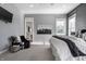 Comfortable main bedroom featuring a chair, carpet flooring, natural light, and an ensuite bathroom at 2274 Finchley Rd, Carmel, IN 46032
