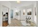 Bright main bathroom featuring natural light, hardwood floors, and modern decor at 2605 Durbin Ct, Carmel, IN 46032