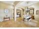 Open concept dining and living area with tile floors at 286 S Woodridge Dr, Pittsboro, IN 46167