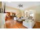 Open-concept living room with hardwood floors at 286 S Woodridge Dr, Pittsboro, IN 46167