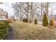 Expansive backyard featuring a wood privacy fence, green trees, and a large open lawn area at 3560 Cardinal Way, Carmel, IN 46074