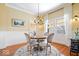 Bright dining room boasts hardwood floors, wainscotting, and large windows at 5055 Willow Rd, Zionsville, IN 46077