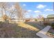 Spacious backyard featuring mature trees, a shed, and a deck, perfect for outdoor enjoyment at 766 N Bancroft St, Indianapolis, IN 46201