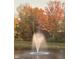 Picturesque view of pond with fountain surrounded by trees with vibrant autumn colors at 804 Whispering Oaks Dr, Carmel, IN 46032