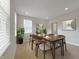 Elegant dining room with a wooden table, seating for six, and natural light from the window at 9034 Faulkner Dr, Indianapolis, IN 46239