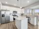 Modern kitchen with white cabinets, stainless steel appliances, and a center island with counter seating at 9034 Faulkner Dr, Indianapolis, IN 46239