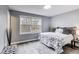 Serene bedroom with grey walls, wood floors, and a bright window view at 11410 Dunshire Dr, Indianapolis, IN 46229