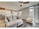 Open concept living space featuring hardwood floors, recessed lighting, modern ceiling fan and eat in kitchen at 319 E 16Th E St # 201, Indianapolis, IN 46202