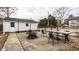 Backyard patio featuring a fire pit, chairs, and a picnic table at 4644 Cornelius Ave, Indianapolis, IN 46208