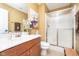 Clean and well-lit bathroom featuring a glass-enclosed shower and modern fixtures at 651 Greenford N Trl, Carmel, IN 46032