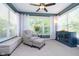 Bright sitting area with large windows, comfortable seating, and a decorative cabinet at 651 Greenford N Trl, Carmel, IN 46032