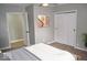 Bedroom features a double door closet and ensuite access at 7144 Sandalwood Dr, Indianapolis, IN 46217