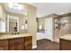 Bathroom with granite countertops, tiled shower, and stand alone tub at 9643 N Box Elder Ct, McCordsville, IN 46055