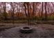 Circular brick fire pit with a view of the woods, perfect for outdoor gatherings and relaxation at 9643 N Box Elder Ct, McCordsville, IN 46055