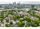An aerial view showcasing the surrounding neighborhood, proximity to the downtown skyline, and easy highway access at 1320 N New Jersey St, Indianapolis, IN 46202