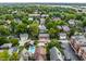 Aerial view showcases varied home styles, mature trees, swimming pool and neighborhood layout at 1320 N New Jersey St, Indianapolis, IN 46202