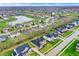 Expansive aerial view of a suburban community, complete with a tranquil lake and diverse housing options at 14242 Brandt Ln, Carmel, IN 46074