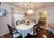 Formal dining room featuring classic wallpaper, wood flooring and classic table setting at 1612 Westbay Ct, Indianapolis, IN 46260